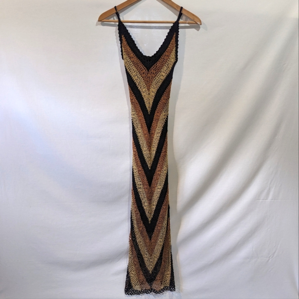 Warehouse Mesh Knit Bias Cut Slip Style Dress Size Small